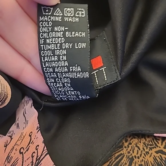 EUC 1990s VTG  Scarlett Black with Pink Floral Print Slip Dress with Flowing Hem - Picture 10 of 16